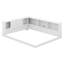 Lit de jour en L pour grand lit en bois avec tablettes de rangement, cadre de lit d'angle peu encombrant avec station de charge et lumières DEL-916194527