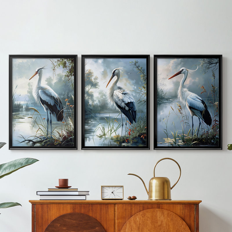 ANIMALS Series CIV - Toile tendue avec châssis sur mesure - 3 pièces, H 19 po x l 27 po, Noir