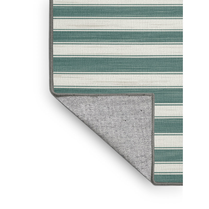 Tapis gris à rayures horizontales lavable à la machine, Rectangle 2 pi x 3 pi