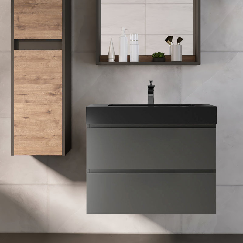 Rathana 29.9'' Single Bathroom Vanity with Resin Top, Gray