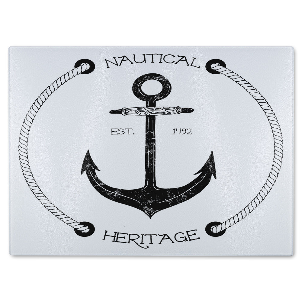Nautical Anchor Glass Chopping Board