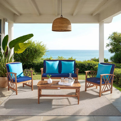Calhoun 4 Piece Sofa Seating Group with Cushions by Sand & Stable