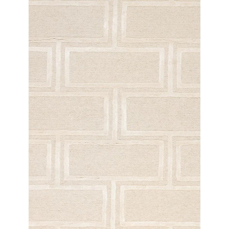 Elegant Ivory 8' x 10' Hand-Tufted Wool & Silk Area Rug