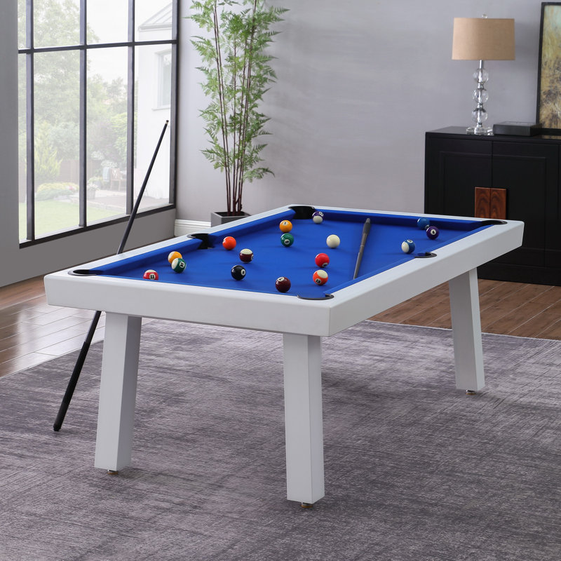 Table de billard d'extérieur / d'intérieur en ardoise avec dessus de salle à manger et accessoires Oasis, Blanc, Bleu royal