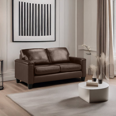Deboer 63" Genuine Leather Square Arm Loveseat