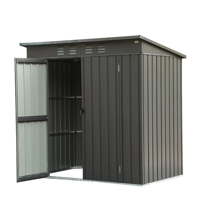 Remise utilitaire arrière en métal - Toit incliné en acier galvanisé avec porte verrouillable 5 x 3 pi, serrure à cadre noir