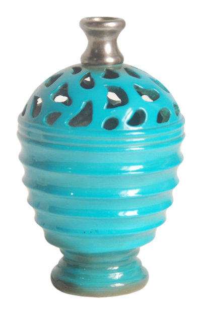 Vase 9,5 ", Bleu azuré / gris