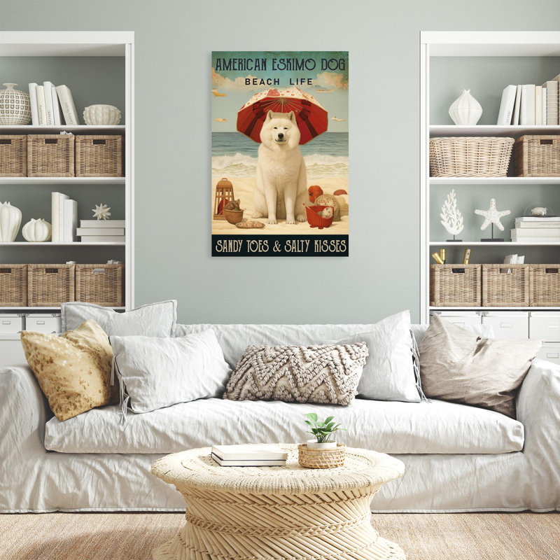 American Eskimo Dog Beach Life, H 36 po x l 24 po x P 1,25 po