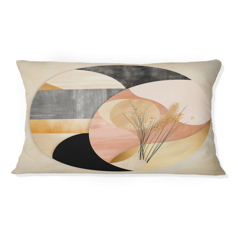 Coussin décoratif rétro imprimé géométrique or rose II