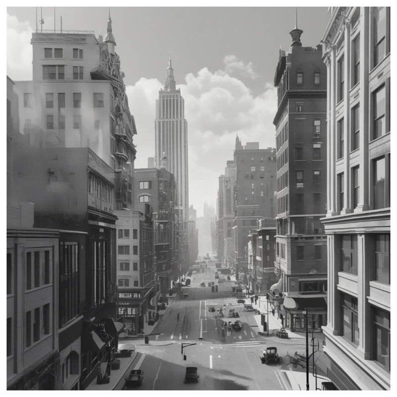 Rideaux de fenêtre rétro Cityscape Street, rideaux transparents et occultant Cityscape - 1 panneau, Blockout