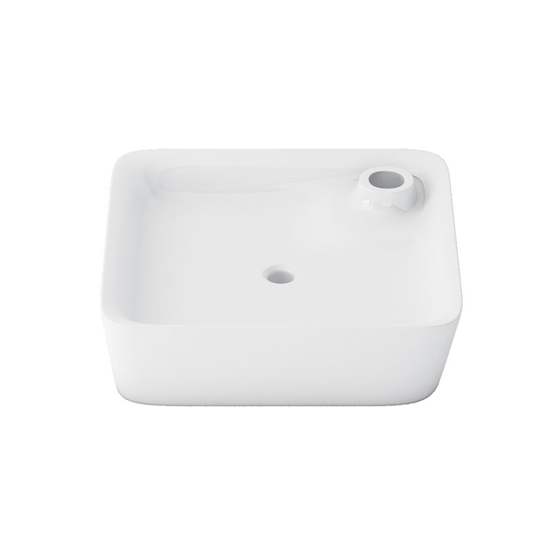 Altair 17 " Ceramic Square Bathroom Sink and Overflow Hole