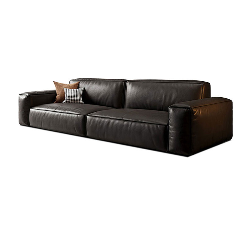 Causeuse-coussin standard en cuir véritable noir