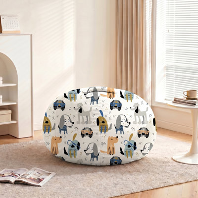 Fauteuil à billes 2,5 pi pour ados et jeunes, dessin animé en velours et fauteuil à billes en chenille avec fauteuil à billes rembourré en mousse haute densité et confortable pour salle de jeux, chambre à coucher, salon