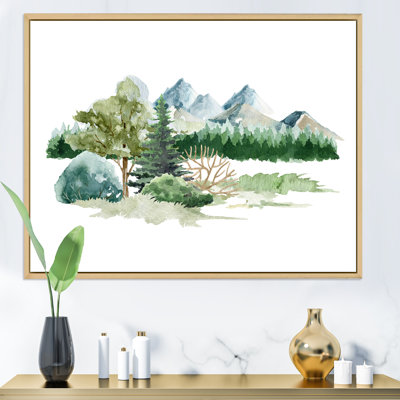 «Trees Bush Grass In Wild Landscape», peinture sur toile