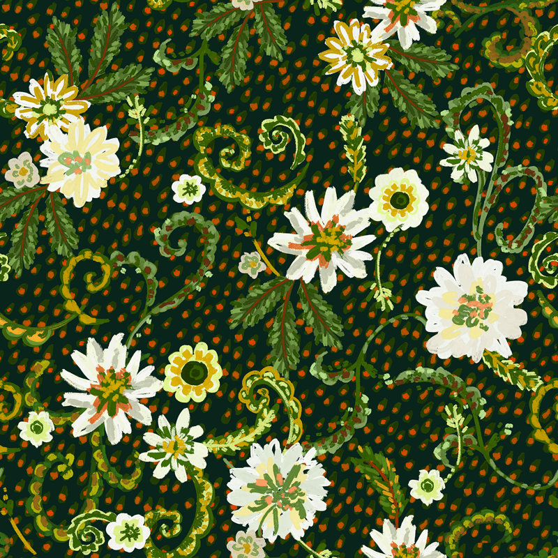 Yuki Osada Floral Wallpaper Double Roll, Moss