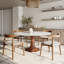 Table de salle à manger ronde ronde en pierre avec base en bois massif pour 4 à 10 personnes-78284378-186452145-98907920