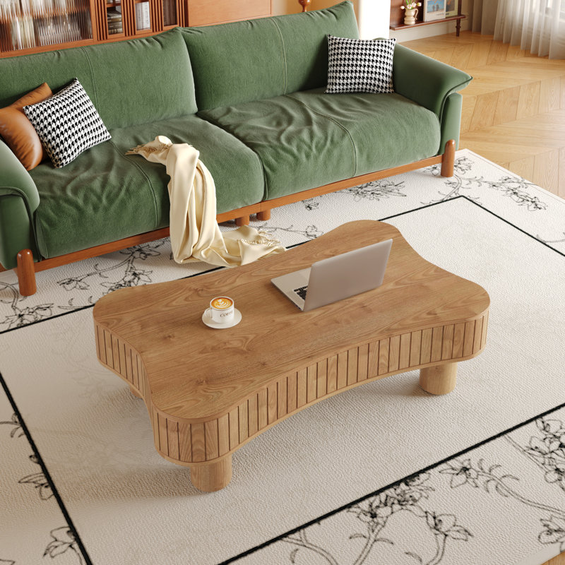 Table basse à plateau relevable avec rangement cannelé 42,5 po, Marron clair