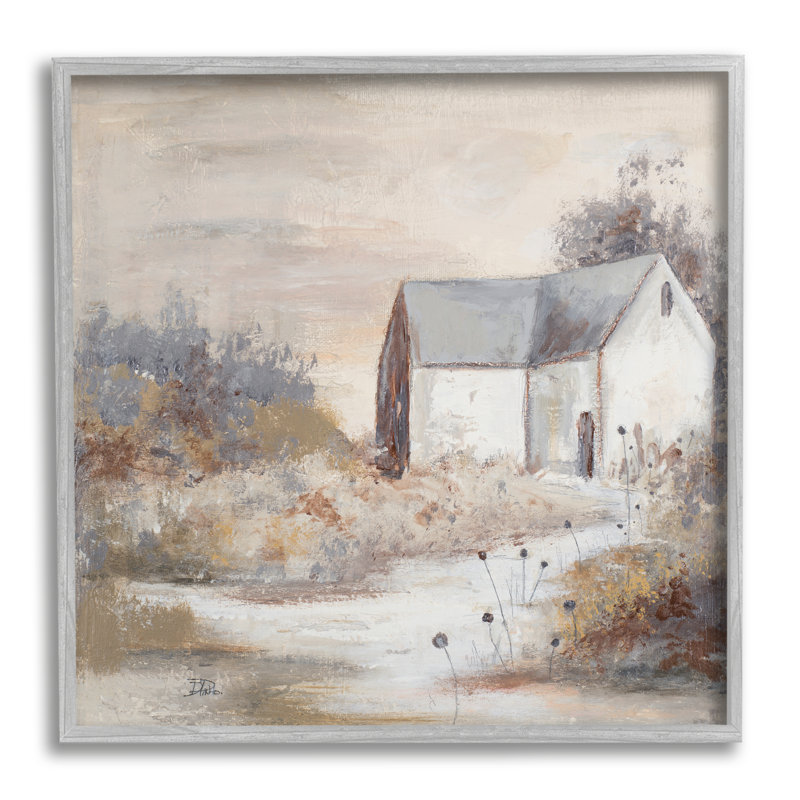 Maison de campagne avec de hautes herbes traditionnelles - Peinture, H 12 po x l 12 po x P 1,5 po