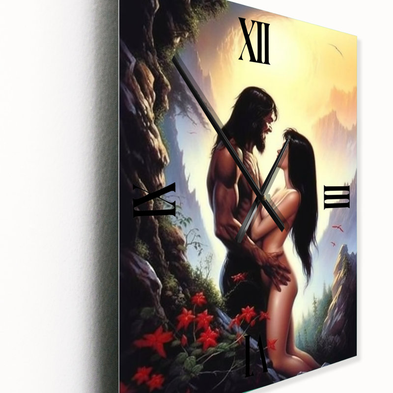 Adam et Eve dans le jardin d'Eden - Horloge murale Christianisme moderne, Médium
