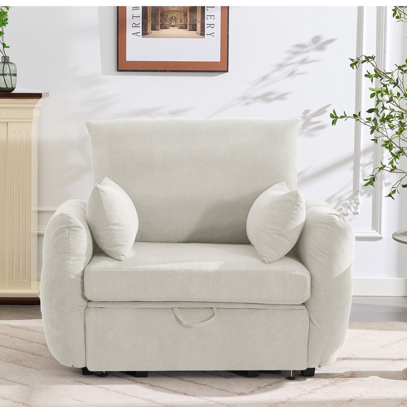 48.8'' Wide Modern Super Soft Corduroy Accent Chair, Beige