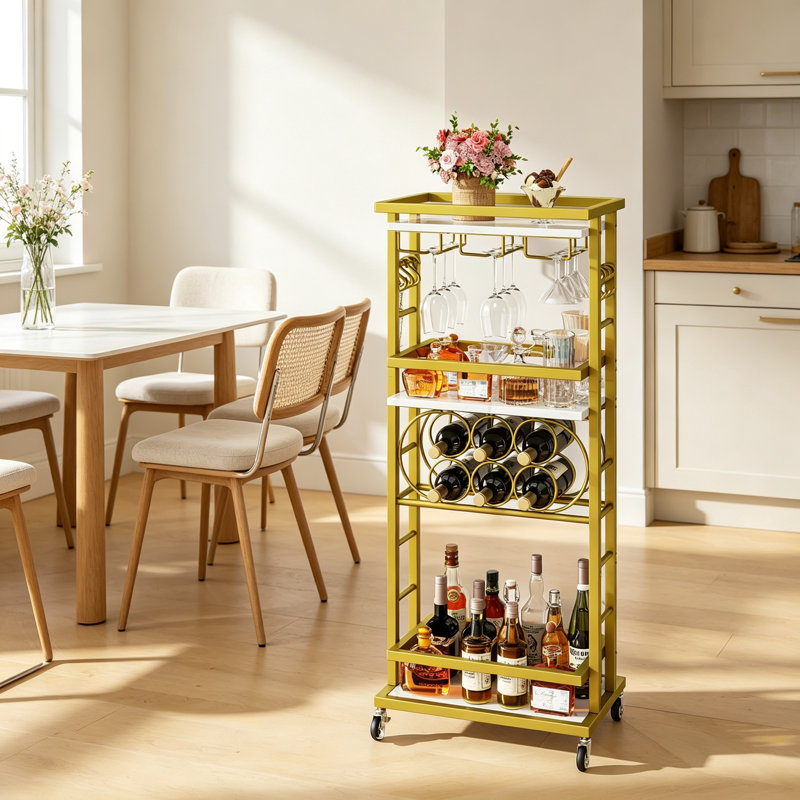 Wine Bottle & Glass Rack, Gold