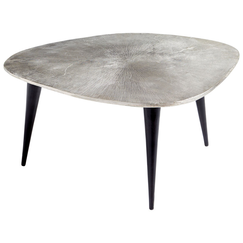 Triata Raw Nickel and Bronze Oval Aluminum Coffee Table