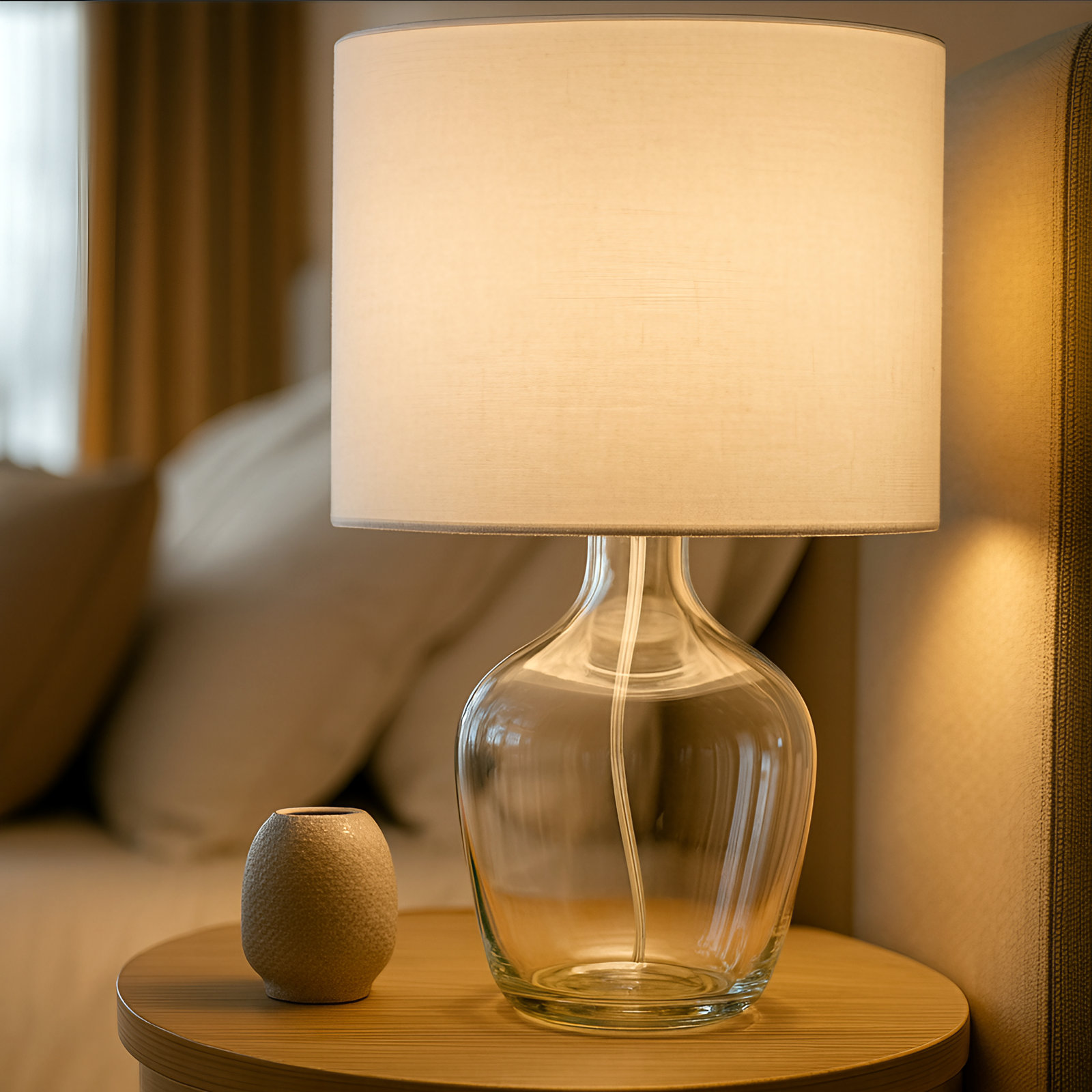 Dandelion 1 - Light Drum Bowl Table Lamp, 21"H x 12"W x 12"D