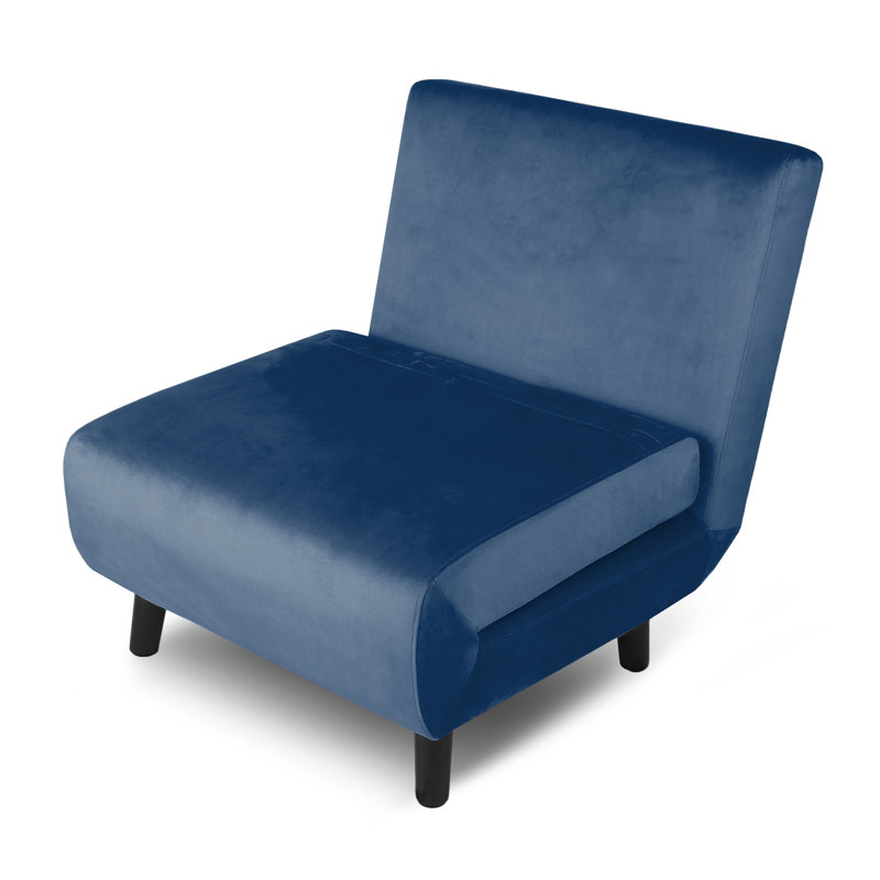 Single Sofa Bed - Fold Out Bed Chair, Velvet, Blue