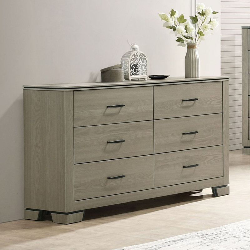 Mobilier de chambre à coucher moderne et élégant à 6 tiroirs avec commode de rangement à 6 tiroirs