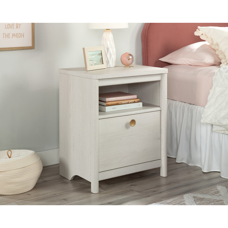 Table de chevet Artisan, Blanc / Blanc