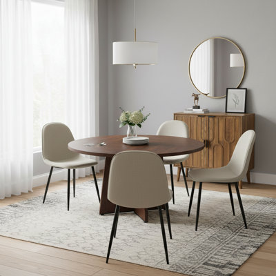 Ensemble de table de salle à manger 47 po avec 4 chaises, moderne Mid-Century, finition noyer, pour la salle à manger / cuisine / salon