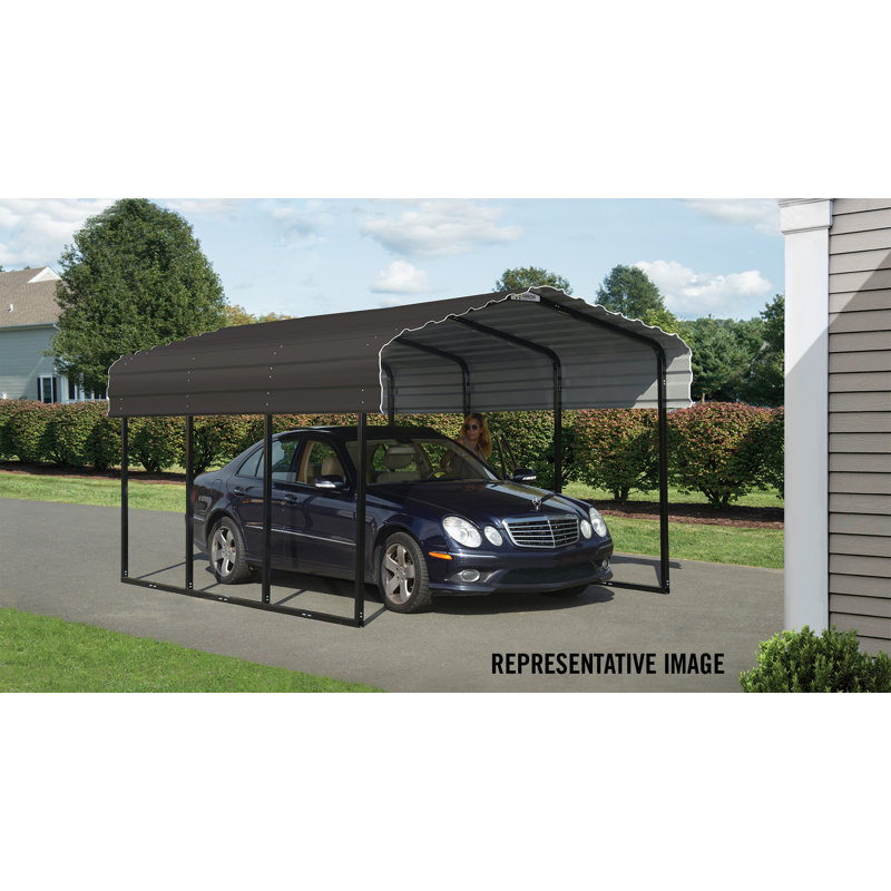 Galvanized Steel Carport, 10X24X7, 98.4" H x 120" W x 290.75" D, Eggshell