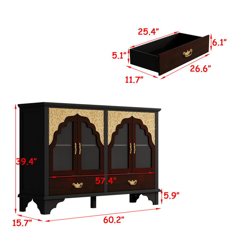 60.2"W Sideboard Kithcen Buffet Cabinet