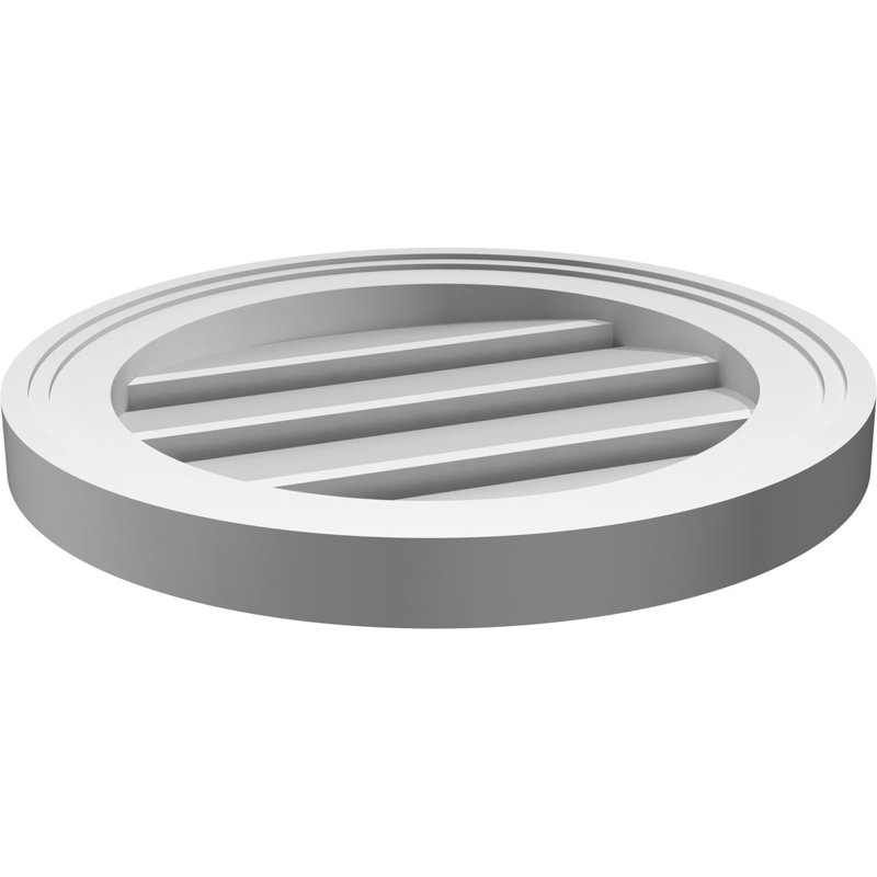 Évent à pignon rond en uréthane fonctionnel à fixation ronde, apprêté, H 16 po x l 16 po x P 1,5 po
