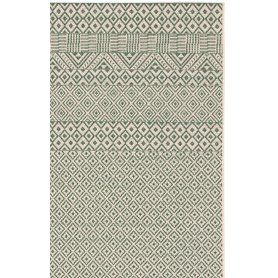 Tapis intérieur / extérieur vert foncé / beige Cate Southwestern
