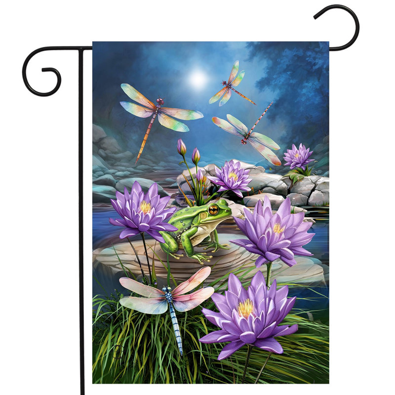 Drapeau de jardin libellules et grenouilles