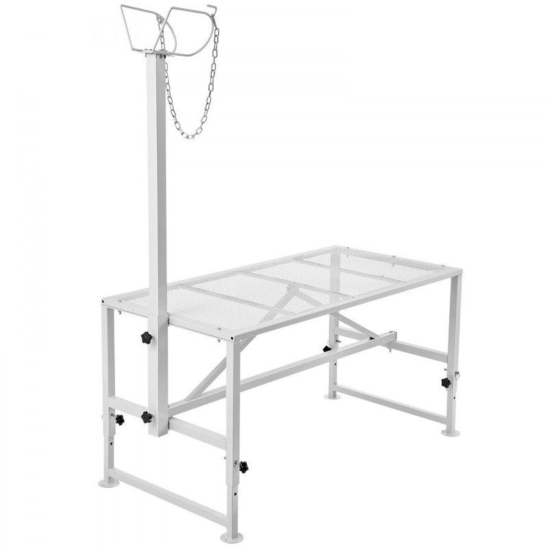 Goat & Sheep Stand, 23 inch Livestock Stand, Metal Livestock Milking and Shearing Stand 21" to 33" Adjustable Height, with Headpiece and Nose Loop, 500lbs Loading Weight