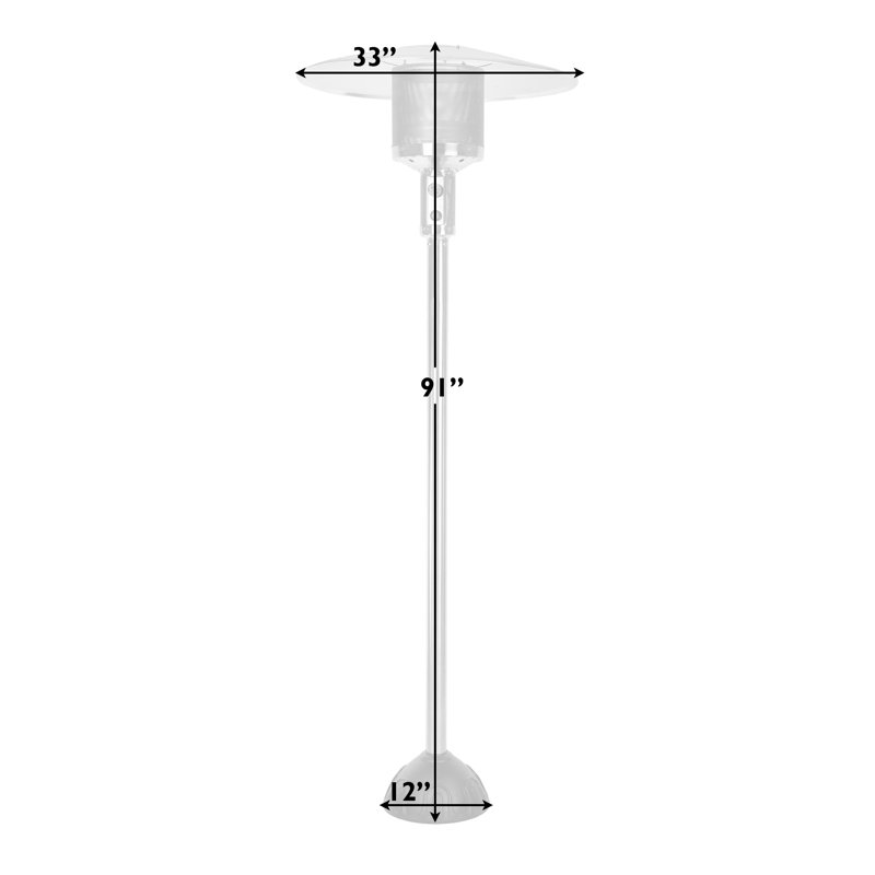 Fire Sense Natural Gas Patio Heater 45,000 BTU with Electric Ignition System CSA Approved - Stainless Steel