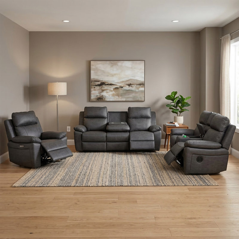 Chaqueta 2 Seater Electric Reclining Loveseat, Grey