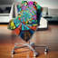 Multi Color Large Fractal Flower Pattern - Floral Printed Pillow-29463187-29463191
