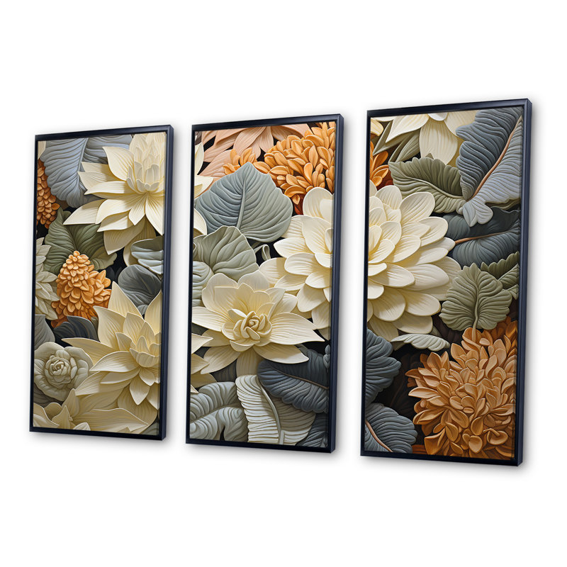 Ensemble de décorations murales Nature S Bouquet Of Wonders - Plantes, Cadre flottant noir, H 40 po x l 60 po x P 1 po