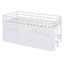 Lit mezzanine simple blanc avec 4 tiroirs, une armoire et des tablettes - confortable pour la chambre à coucher-108161660