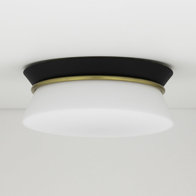 Cath 2 Light Flush Mount, Aged Brass/Black