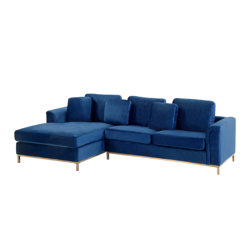 Benedick 4 Seater Velvet Corner Sofa , Left Hand Facing, Blue