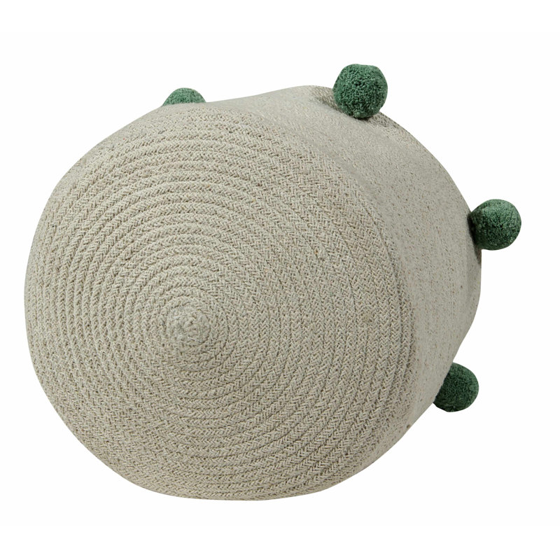 Bubbly Fabric Decorative Basket, Natural/Green