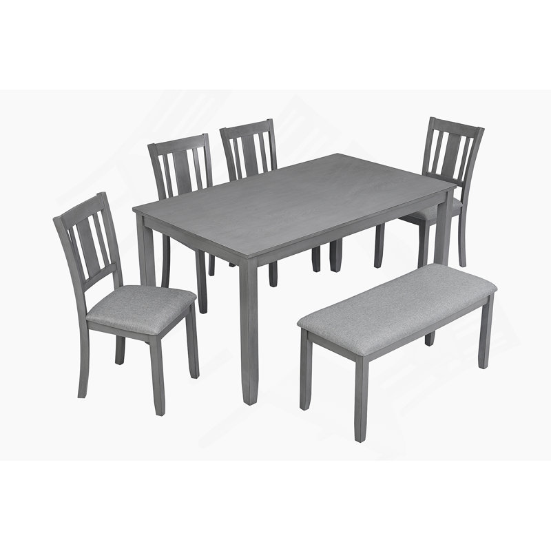 Ensemble de table de salle à manger 6 pièces, Gris, Gris