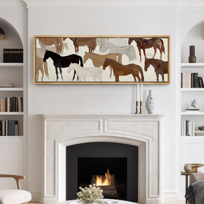 Abstract Illustration of Horses in Neutral Tones Modern Art