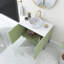 Meuble-lavabo de salle de bain 30 po avec lavabo, meuble de rangement autoportant avec 2 portes, lavabo rond en céramique blanche avec motif de pierre et comptoir blanc de Carrare, sans robinet, couleur vert clair-861999582
