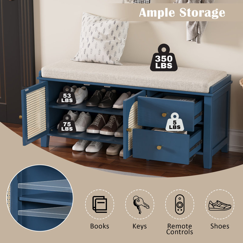 Trexm Vintage Shoe Storage Bench With Cushion: Elegant & Practical Entryway Solution