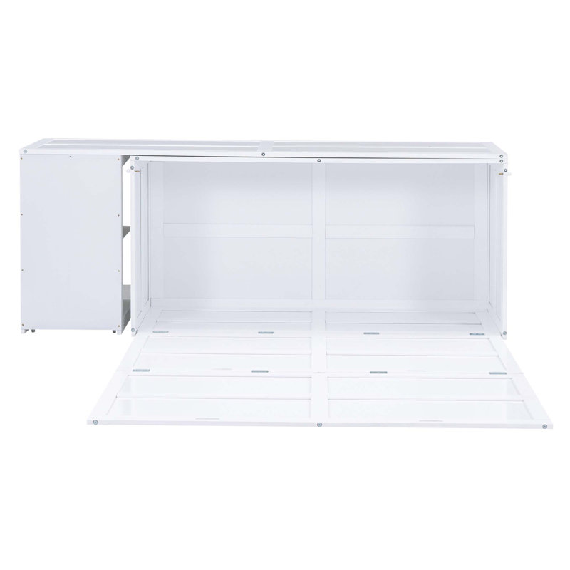 Lit escamotable avec bureau rotatif Murphy, Blanc